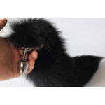 Anal Plug For Cosplay Stainless Steel Real Fox Tail Anal Plug Sex Toys Tail Plug Balck-Tail