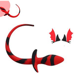 Silicone Anal Plug Dog Tail Butt Plug Sex Toys Gecko Tail Anal Plug Set Black Red Demon Tail Anal Plug With Bat Wings Hairpins Hair Clips Set