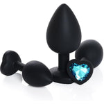 3 Pcs 3 Sizes Silicone Anal Plugs, Jeweled Butt Plug, Anal Trainer Toys, Heart Butt Plugs, Light Blue