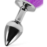 Sexy Fox Tail Anal Butt Plug With 2 Replaceable Anal Plug Silicone Butt Plug Sex Fox Tail Metal Anal Trainer Anal Tail Cute Cosplay Foxtail Anal Sex Toys For Women Man Beginners (Purple+White)