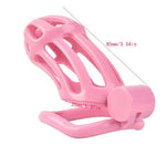 Male Chastity Cage Long Cock Cage With Push Lock And 5 Different Arc Rings Sex Toys Lightweight And Breathable Penis Cage Resin Sissy Chastity Device For Male Penis Bondage (Pink)