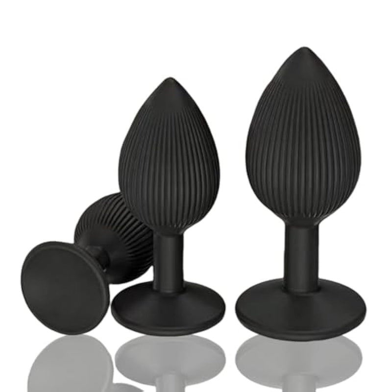 3Pcs Anal Plug Adult Sex Toys, Silicone Butt Plug Set For Beginners Advanced Userss, Anal Plugs Anal Training Kit Sex Toys For Man, Women And Couple With Sucker Base Prostate Toys?Black?