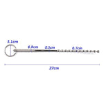 Metal Male Multibead Thread Urethral Toy 10.63 Inches Extra Long Urethral Dilator With Cock Ring