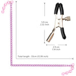 Sm Adjustable Stainless Steel Nipple Clamps Sexual Pleasure For Women/Men Non-Piercing Decorative Clip Set (Purple Chain)