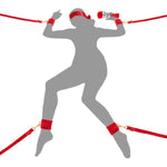 Bed Sex Bondage Kit Restraints - Upgrade Under Mattress Bed Bondage Bdsm Sets With Wrist Ankle Cuffs And Tickler Blindfold Adult Sex Toys Games For Men Women And Couples | Red