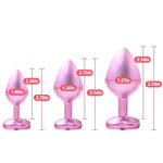 Anal Plug Set 3 Pcs Metal Butt Plugs Anal Training Kit with Heart Shaped Jewel Beginners Sex Toys for Women Men and Couples