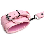 Pink Bondage Harness With Bows For Women, Men, & Bdsm Couples, Vegan Leather Restraints For Subs - Medium Large, Pink.