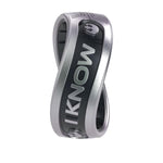 Star Wars Silicone Ring - Comfortable And Flexible Design - I Know You (English) - Icy Silver/Black Pearl - Size 9