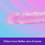 Strap On Dildo Harness Kit - 2 Realistic Strap On Dildos For Pegging - 6 Inch & 8 Inch With Flared Bases - Includes 3 O-Rings & Adjustable Harness - Waterproof - Purple
