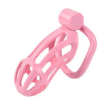 Male Chastity Cage Long Cock Cage With Push Lock And 5 Different Arc Rings Sex Toys Lightweight And Breathable Penis Cage Resin Sissy Chastity Device For Male Penis Bondage (Pink)