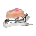 Stainless Steel Chastity Lock, Flat Chastity Cage, Simulated Silicone Chastity Cage, Imitation Female Chastity Device, Bdsm Binding Sex Toys (Arc Ring - No Hook, 55 Mm)