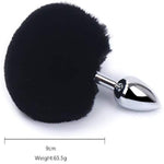 Set Of 4 Pieces Fluffy Bunny Tail Stainess Steel Anal Butt Plug Rabbit'S Tail Adult Sex Toy For Couples Adults