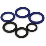 Adult Sex Toys Male Silicone Cock Glans Penis Rings Men Delay Ejaculation, Set Of 6 Multi Sizes (Black Blue)