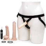 Lifelike Lover Strap On Dildo Kit - Includes 6 Inch Vibrating Dildo - 8 Inch Realistic - 6 In Slimline Anal Massager - 3 O-Rings & Adjustable Harness - Flesh Pink