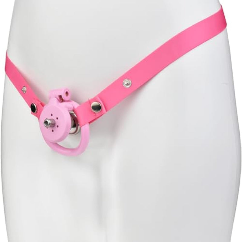 Male Chastity Cage Belt Sex Toy, Sissy Flat Chastity Devices Cock Cage Penis Bondage Erection Control With 4 Cock Rings, Light Penis Cages With Invisible & 2 Keys Bdsm Sex Toys For Men (Pink, Wear)