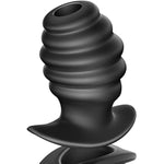 Anal Plug Hollow Ribbed Butt Plug Trainer For Comfortable Wear Ass Tunnel Hive Prostate Massager With Curved Base Sex Toy For Women Men Black (M)