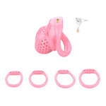 Chastity Cage Set With 4 Rings And 2 Keys, Breathable Hole Design Chastity Devices For Men Sm Bondage Gear & Accessories Penis Lock Sex Toy (Pink,S)
