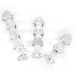 8.07In Anal Butt Plug Glass Anal Trainer Sex Toy Safety Bottom, Glass Anal Plug Dildo With Different Sized Beads P-Spot Sex Product For Men And Women (M)