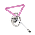Sissy Chastity Stainless Steel Chastity Cage Flat Penis Cage With Silicone Urethral Sounds Catheter, Adult Sex Toy For Men Chastity Belt With Cock Ring (40Mm-Ring)