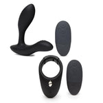 Vector+ Black Vibrating Butt Plug And Prostate Massager & Bond Adjustable Wearable Vibrating Cock Ring - App Controlled Couples Sex Toys Bundle