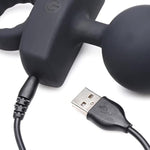 21X Dark Rattler Vibrating Silicone Anal Beads With Remote Control For Women Men Couples, Textured Beads For Pleasure & Stimulation, Rechargeable Waterproof Anal Adult Sex Toy, Black