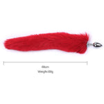 Multi-Function Fox Tail Fur Anal Butt Plug Sex Toys For Sm & Cospaly Role Play Stainless Steel Plug Red