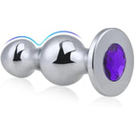 Metal Anal Beads Jeweled Base Long Anal Plug With 2 Beads For G-Spot Stimulation Prostate Massage Adult Sex Toy For Men Women