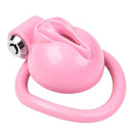 Pink Chastity Cage Lightweight Male Cock Cage Chastity Device With 5 Different Sizes Curved Rings And Invisible Button Lock Male Penis Cage For Couples Men Adult Sex Toys