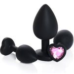 3 Pcs 3 Sizes Silicone Anal Plugs, Jeweled Butt Plug, Anal Trainer Toys, Heart Butt Plugs, Pink