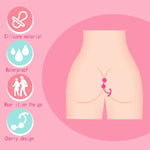 Silicone Anal Beads Anal Plug Built-In 2 Steel Balls Cherry Butt Plug With Long Handle Anal Sex Toy For Men Women Anal Sex (Rose Red)