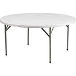 5-Foot Round Granite White Plastic Folding Table