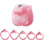 Ht-V5 Male Chastity Cage - Lightweight Resin Male Chastity Cage With Click&Lock Key | Ergonomic Design| Bondage Gear &Adult Sex Toy For Men – Includes 5 Ring Sizes (Pink, Nub)