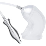 Two-In-One Metal Hollow Anal Plug With Holes Penis Restraint Sleeve, Transparent Soft Chastity Cage Sm Male Masturbation Device Adult Sex Toy