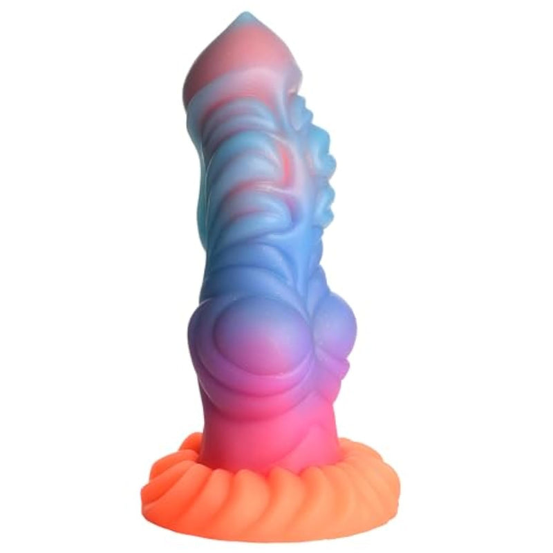 Alien Invader Alien Glow-In-The-Dark Silicone Dildo For Men, Women, & Couples. Fantasy Dildo, Harness Compatible. Strong Suction Cup Base. 1 Piece, Pink, Purple, Orange, Blue.