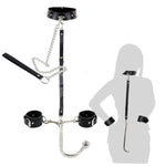 Anal Hook Bdsm Bondage Set With Adjustable Handcuffs & Collar Leather Restraints Kit With Towing Chain Anal Plug Sex Toy For Adults Erotic Slave Games Foreplay