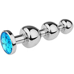 Metal Anal Plug Mushroom Head Detachable Round Jewel Base Butt Plug Wearing Stainless Steel Three Beads Anal Plug For Couple