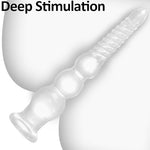 13.19 inch Anal Beads Opening Trainer with Strong Suction Cup and 3 Knots Balls Clear Long Butt Plug Cone Anal Stretcher Prostate Massager Anus Dilator G-Spot Dildo Sex Toy for Women Men Masturbation