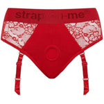 Harness Diva Red - Adult Sex Toys With Lace & Microfiber, Delicacy, Elegance, And Comfort. Ideal For Pegging Or Strap On Toys For Lesbians, Adjustable Strap & Stretchable