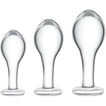 Anal Training Set Glass Anal Plugs With Long Neck 3 Pcs Crystal Anal Butt Plug Adult Sex Toy Suitable For Beginners For Anal Training