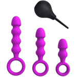 3 Pcs Silicone Butt Plugs And 1 Pcs Enema Anal Plugs For Trainer Beginners Starter Set For Women And Men Pack Of 4 Silicone Sex Toys For Couple Prostate Stimulation Massager