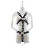 Male Leather Chastity Belt Chest Harness With Handcuffs And Penis Ring, Adjustable Adult Products Bondage Costume Sm Slave Fetish Chastity Devices For Men And Couples