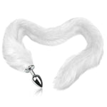 Super Long Metal Anal Butt Plug with Arctic Fox Tail for Cosplay and Adult Games