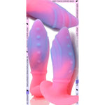 Anal Plug With Thick Curved Base - Pink + Blue Silicone Wearable Butt Plug Dilator - 4.41 X 1.3 Inch Anal Stretcher Fantasy Prostate Sex Toys For Men Women Masturbation
