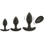 Vibrating Anal Trainer Set, 3 Butt Plugs With Tapered Tips, Textured Shaft, Flared Safety Base, And Advanced Vibrating Rechargeable Plug With 7 Vibration Modes, Waterproof, Silicone