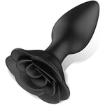 Rose Anal Plug Silicone Butt Plug For Women Pleasure, Beginner Anal Toys Training Butt Plug Anal Flower Sex Toys Cute Butt Plug Starter Kit Anal Sex Toy For Her (Black)