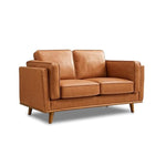 Valencia Artisan Full Leather Loveseat Sofa 66” - Pure Full Italian Nappa Leather Couch, Solid Wood Accent, Ultimate Comfort, Cognac Tan
