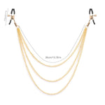 Bdsm Adjustable Metal Nipple Clamps With Chain Non Piercing, Nipple Adult Sex Toys For Women Couples, Breast Flirting Stimulation Bondage Wellness (Golden Triple)