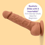 Lifelike Lover Luxe Realistic Dildo - 6 Inch Suction Cup Dildo For Women - Flexible Smooth Silicone Shaft With Balls - Harness Compatible Strap On - Waterproof - Flesh Tan