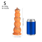 3 Sizes of Pumpkin Shape Yellow Color Large Anal Beads, Reusable Thick Round Butt Plug with Suction Cup Adult Sex Toy for Men Women, S