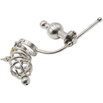 Male Stainless Steel Chastity Lock With Anal Plug Male Heavy Chastity Device Restraint Fun Toy Adult Wearing Anal Plug(38.1Mm)